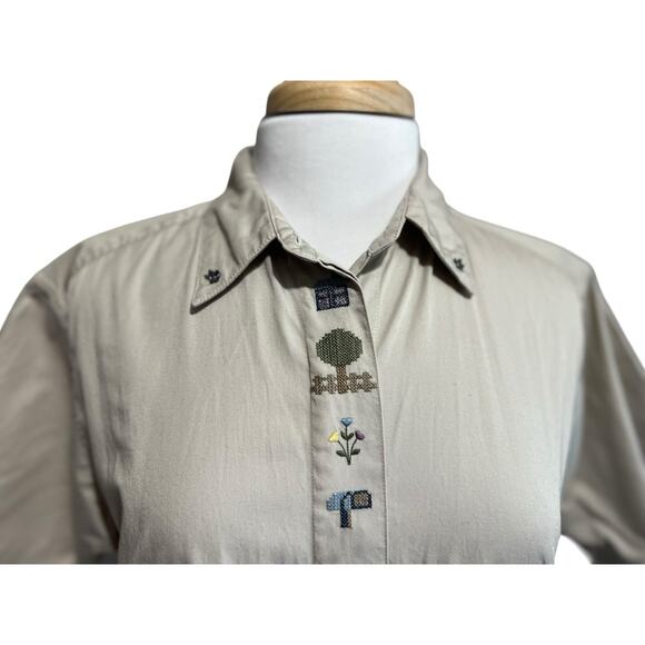 Northern Reflections Vintage Country Cottage Button Down Shirt Embroidered sz M - Picture 3 of 7
